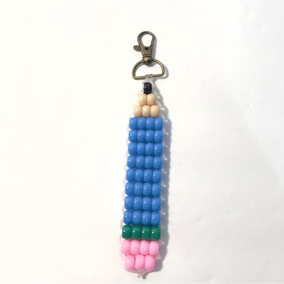 Handmade Pony Bead Pencil Keychain Bag Charm - Picture 3 of 4